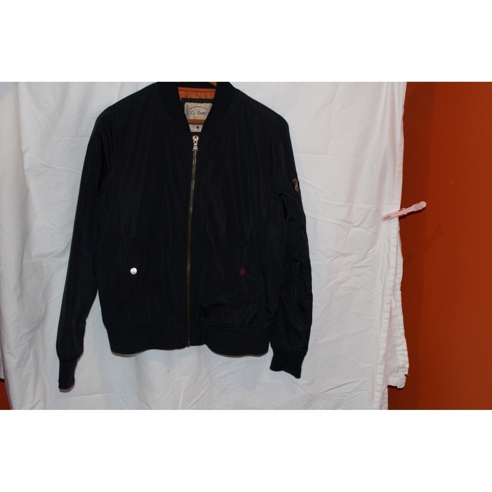 Ci Sono Mens Navy Blue Bomber‎ Jacket Orange Lined Flight Coat NYJK41 Medium